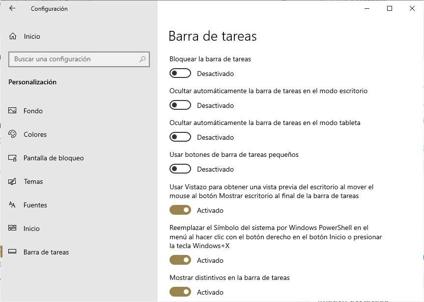 barra de tareas Windows 10