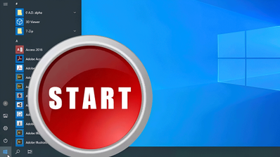Ilustración del menú de Inicio de Windows bloqueado, mostrando un cursor sobre el icono de Windows que no responde, simbolizando el error que impide su apertura