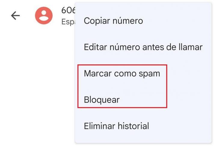 marcar como spam of bloquear