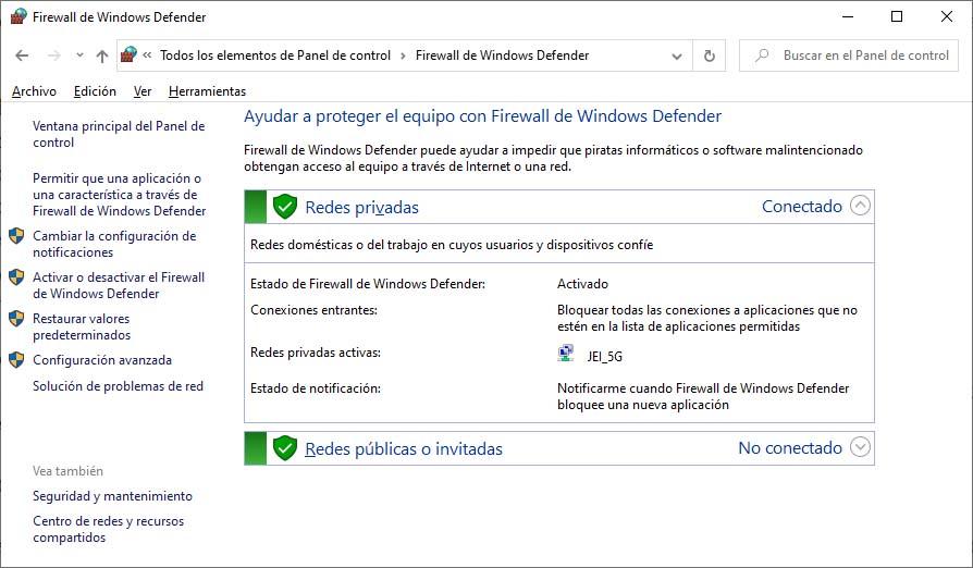 Firewall de Windows 10
