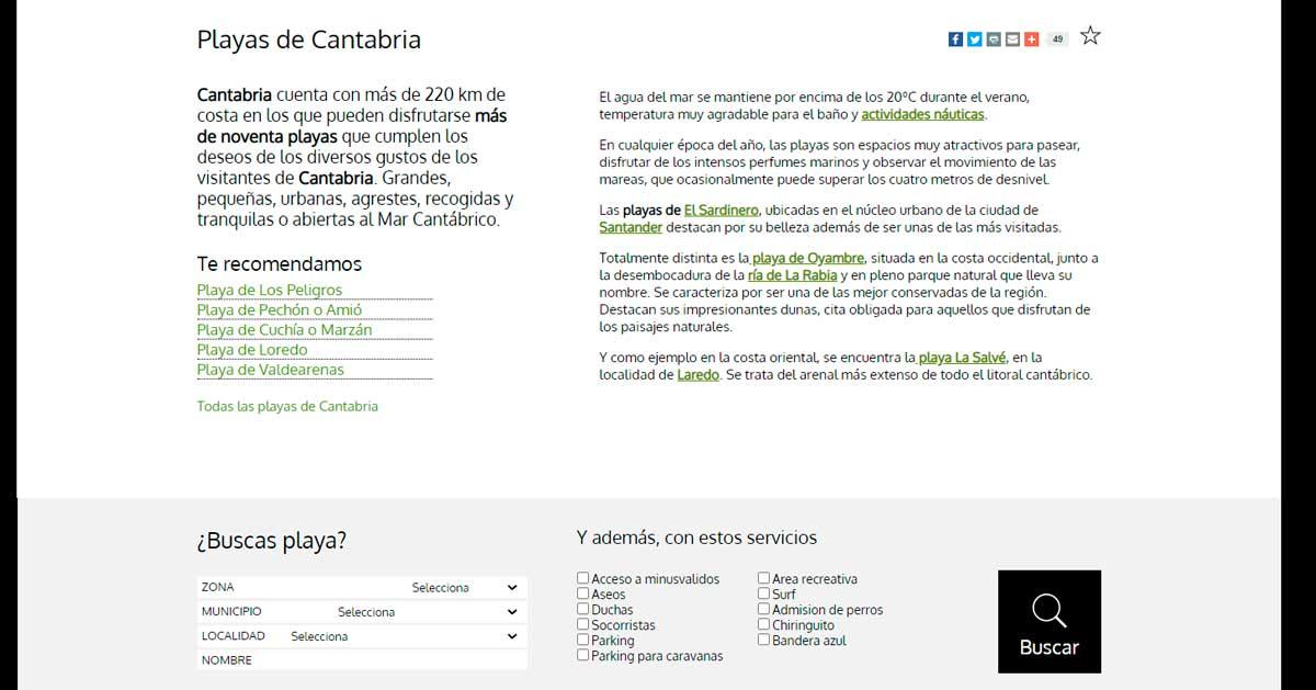 Cantabria - Webs de información de playas