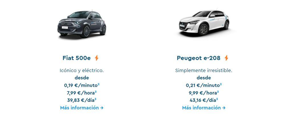 Modelos de coche disponibles en el servicio Share Now