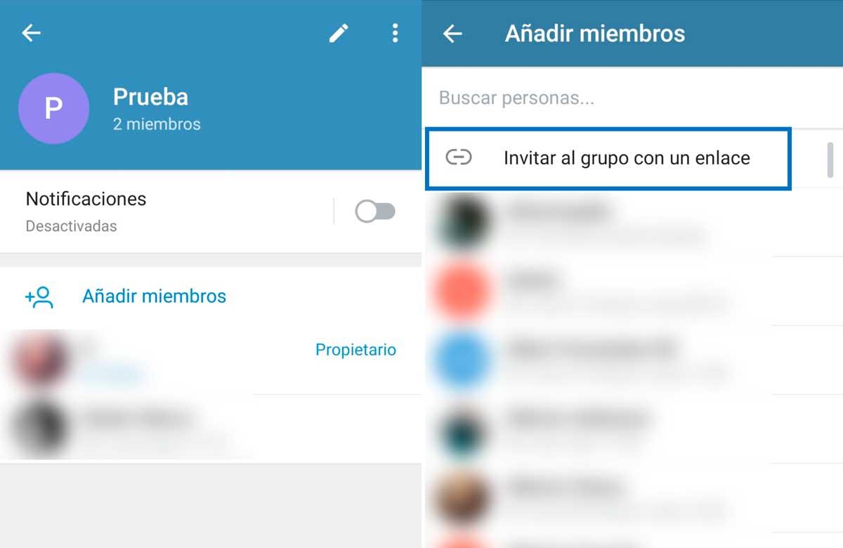 Crear enlaces para grupos de Telegram