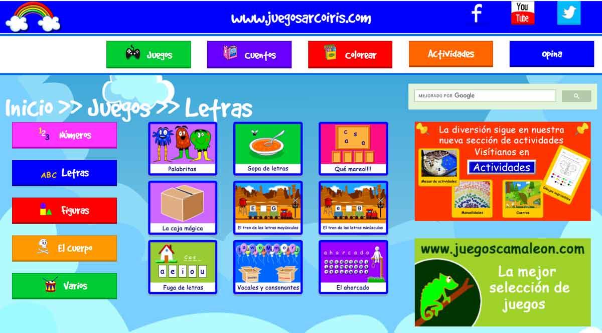 Juegos arcoiris para aprender a leer online