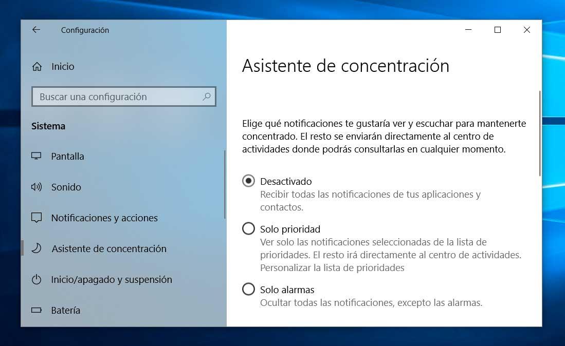 Modos de Windows - Concentración