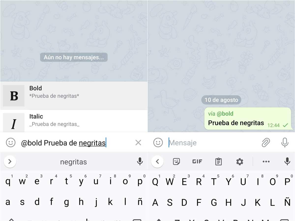 Cómo poner negritas en Telegram - Cambiar el formato