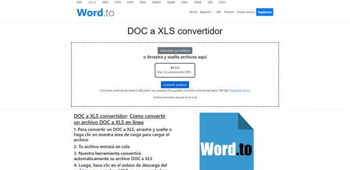 Convertidor DOC a XLS online