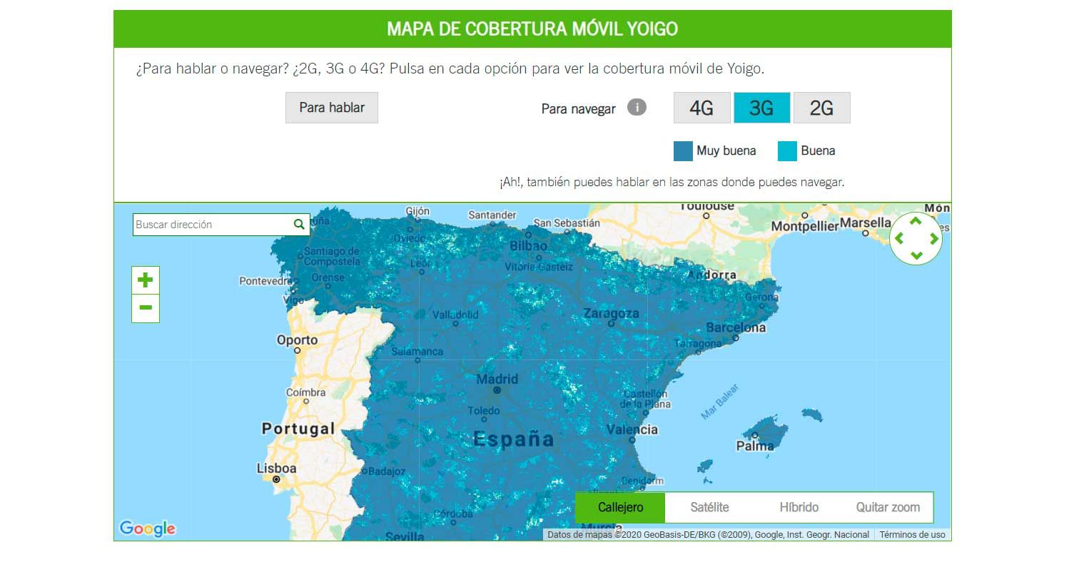 Mapa de cobertura 2G, 3G, 4G y 5G en España por operador