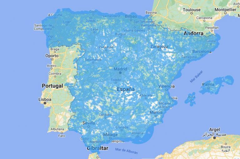 Mapa de cobertura 2G, 3G, 4G y 5G en España por operador