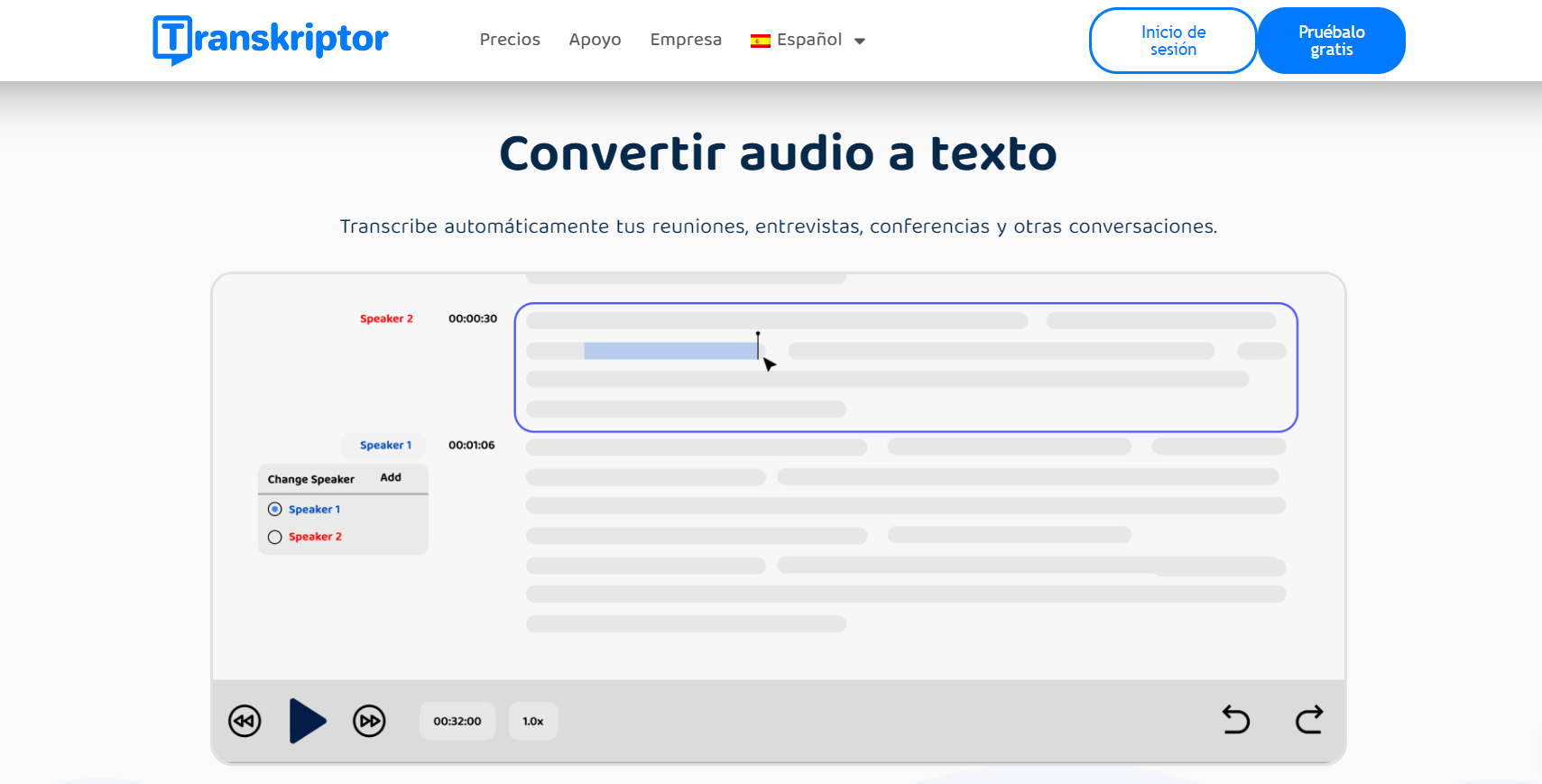 acento oficial Descubrir Webs para convertir audio a texto gratis: Transcripción en tiempo real