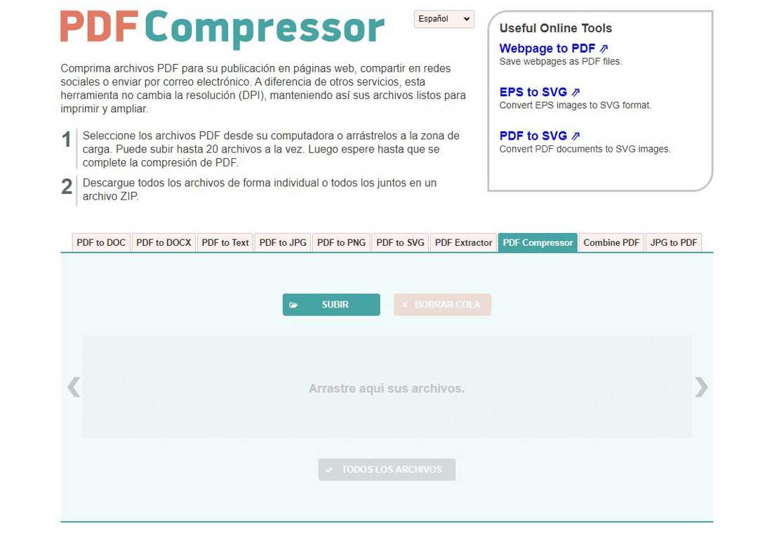 Comprimir PDF con PDFCompressor