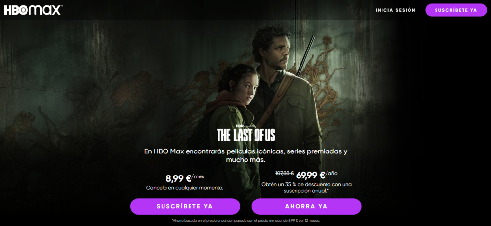 Portal web de HBO Max.