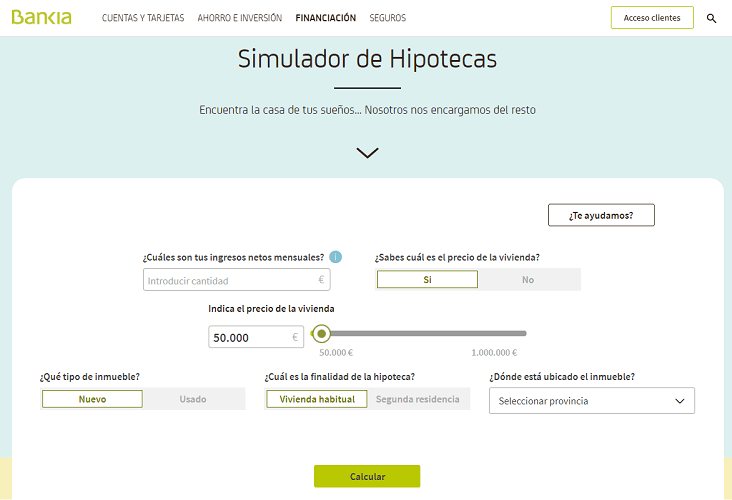 simulador de hipotecas Bankia