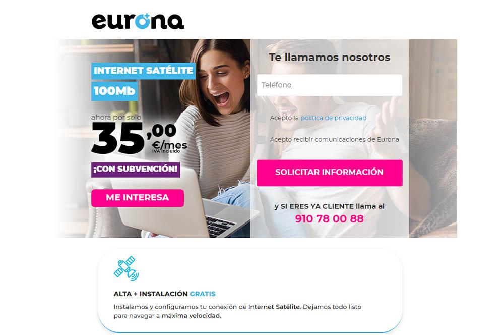 tarifa de Internet por satélite Eurona