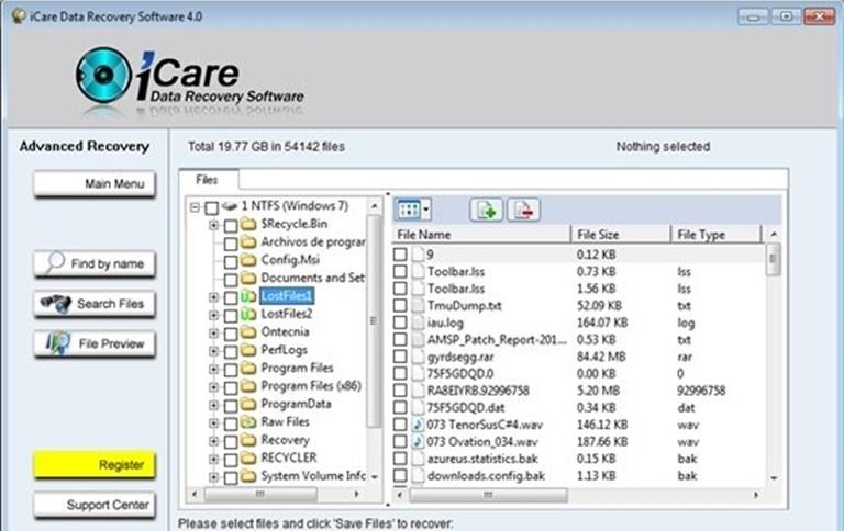 iCare Data Recovery Free Archivos carpetas Windows