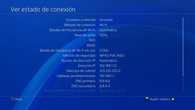 Estado de la conexión PS4