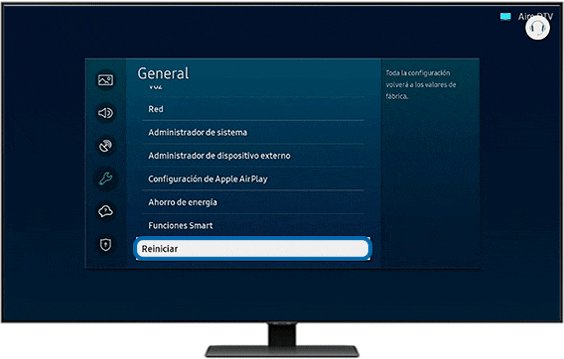 Restaurar televisor de Samsung TV