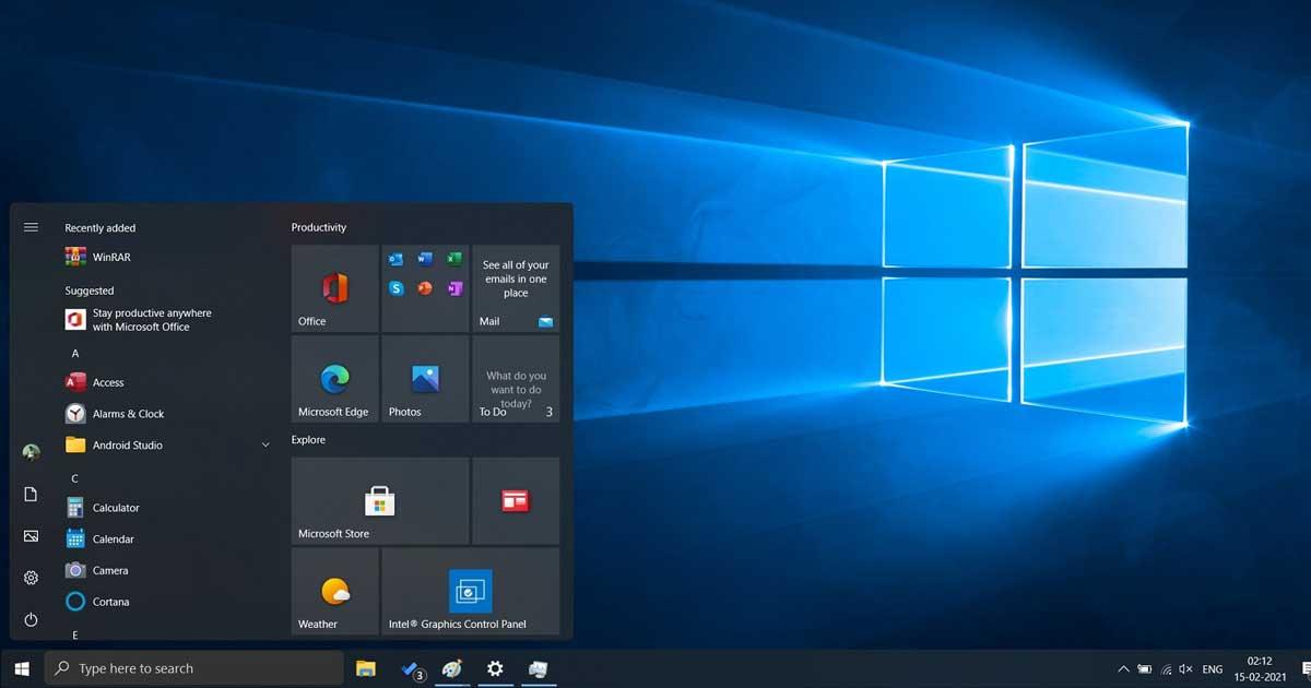 windows 10 nuevo menu 21h2