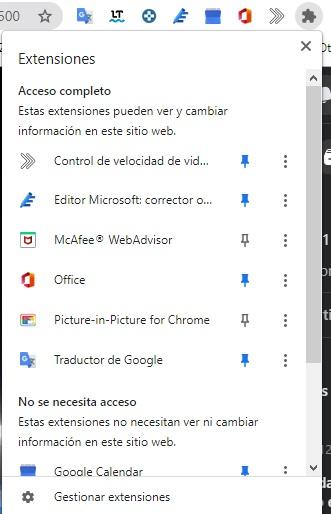 Control de extensiones Chrome