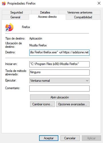 Acceso directo Firefox