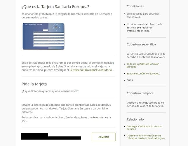Solictar tarjeta sanitaria europea