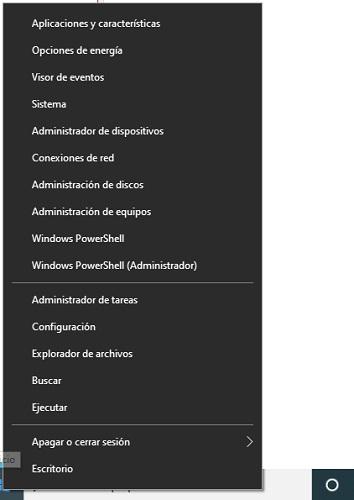menu inicio Windows