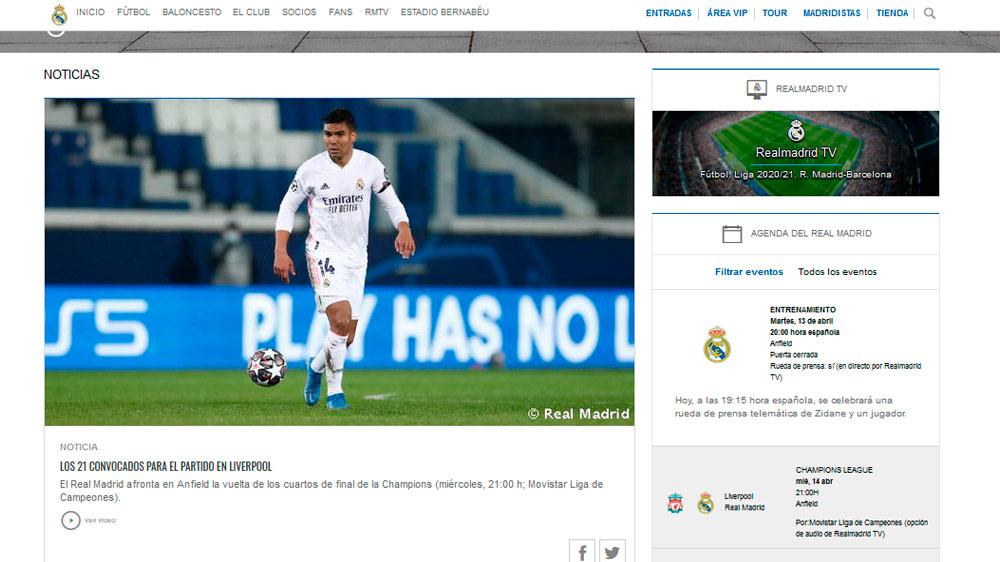 web oficial Real Madrid