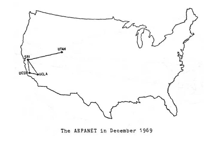 diagrama de arpanet en 1969