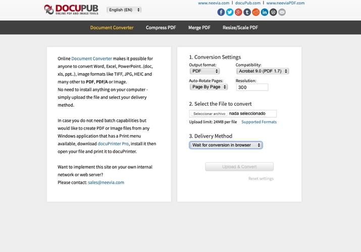 formulario de conversion a pdf de docupub.com