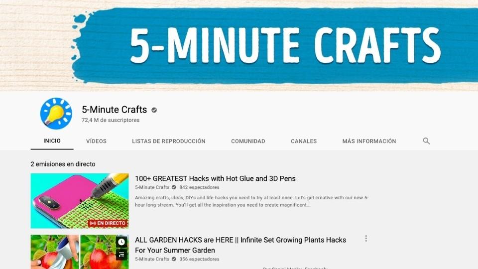 portada de canal de youtube 5 minute crafts