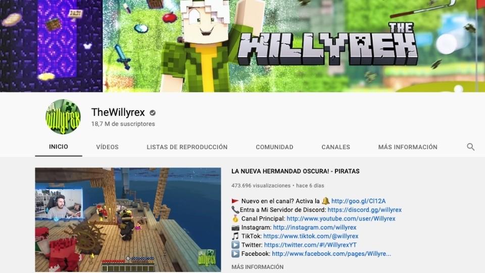 home del canal de youtube thewillyrex