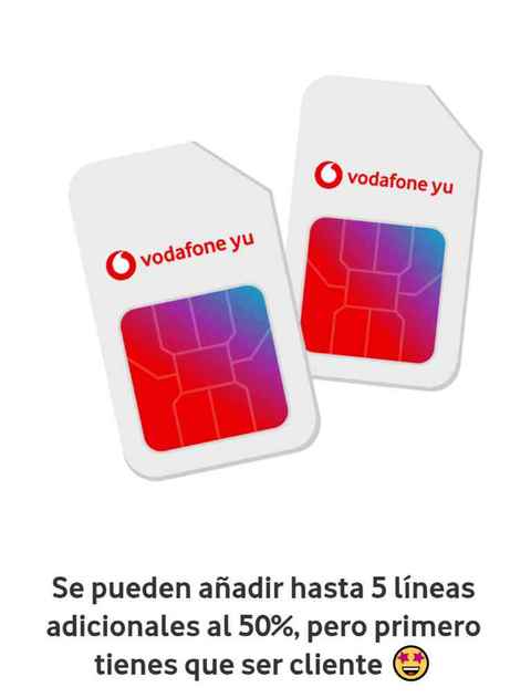 Nuevas líneas adicionales Vodafone yu con 50% de descuento