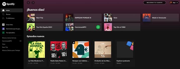reproductor web spotify