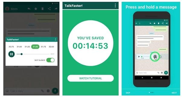 Talkfaster per velocizzare l'audio su whatsapp Android