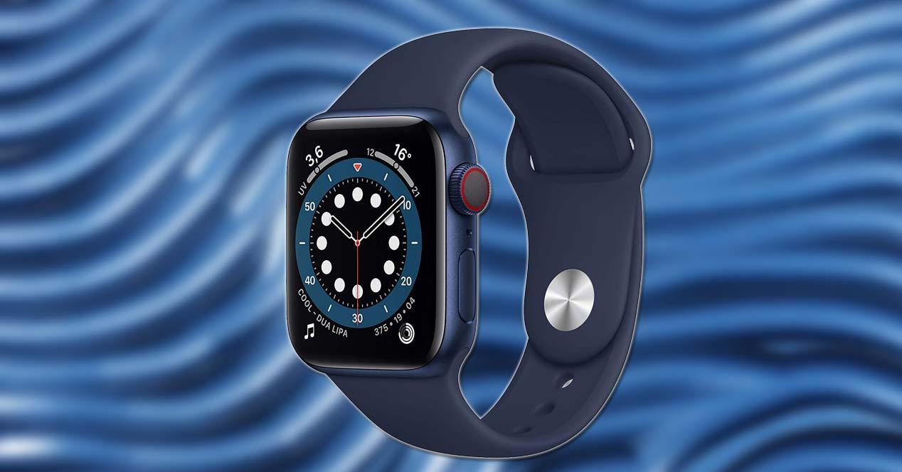 Apple Watch Series 6 con fondo azul