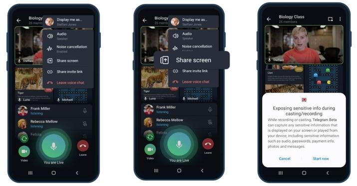 activar compartir pantalla en movil en videollamadas grupales
