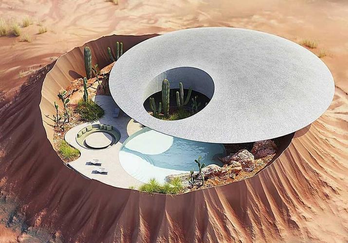Diseño de casa en un cráter de Marte