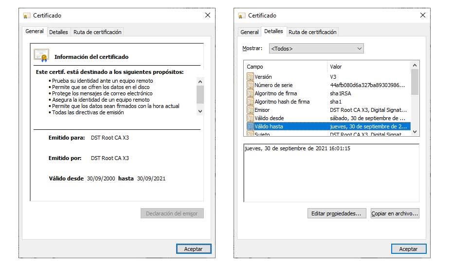 certificado dst root ca x3 windows
