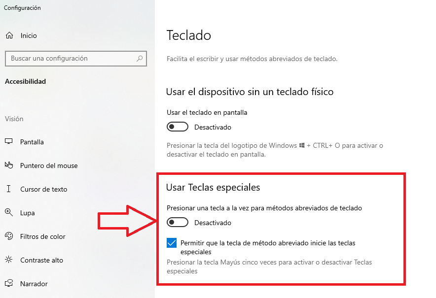 Órgano digestivo nada Hacer las tareas domésticas Cómo desactivar Teclas especiales Windows 10 (Sticky keys)