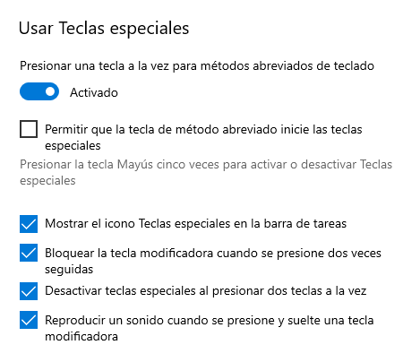 How to disable Special keys Windows 10 (Sticky keys)