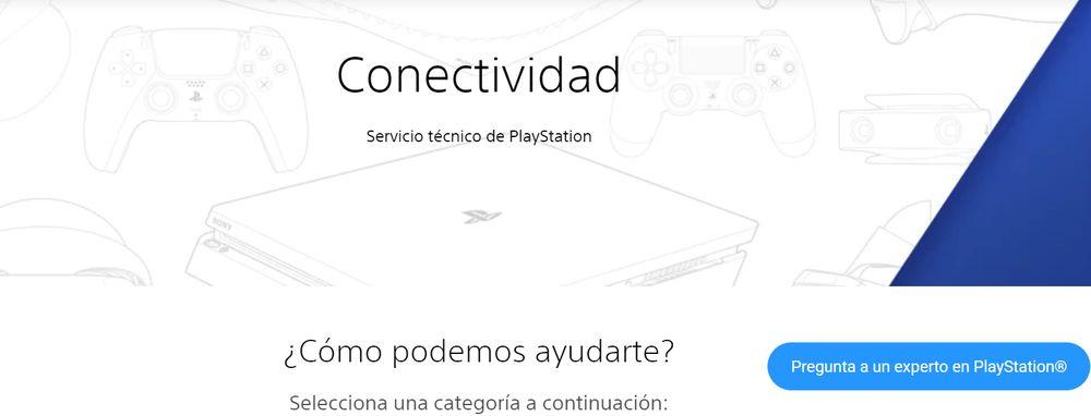 Apartado de conectividad de la web de PlayStation