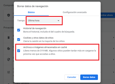 Cómo borrar la caché y otros datos de navegación en Chrome