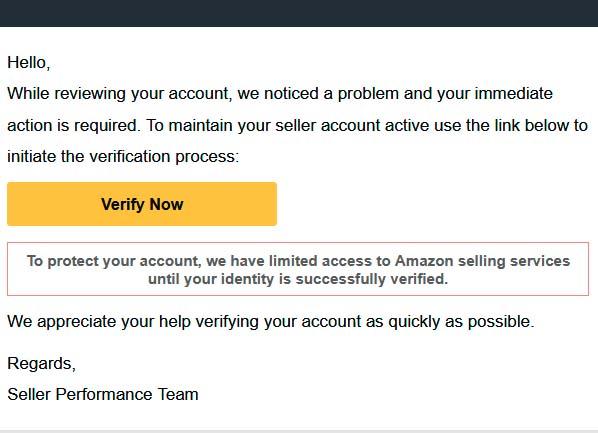 Ejemplo de phishing Amazon