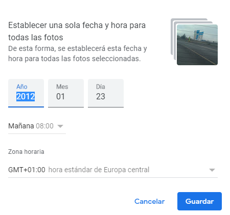 google photos a date and time