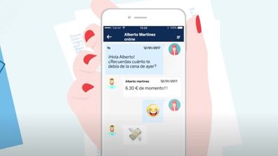 Teclado Cashup de BBVA para utilizar Bizum con WhatsApp