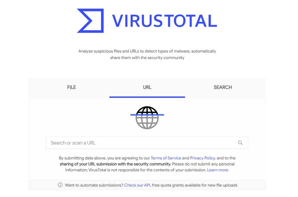 la web de Virustotal