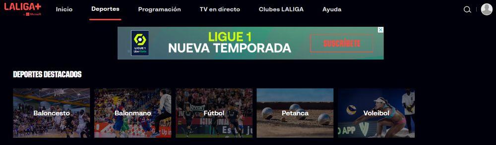 Los deportes destacados en la web de LaLiga+