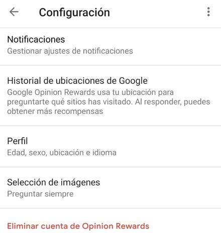 google rewards settings