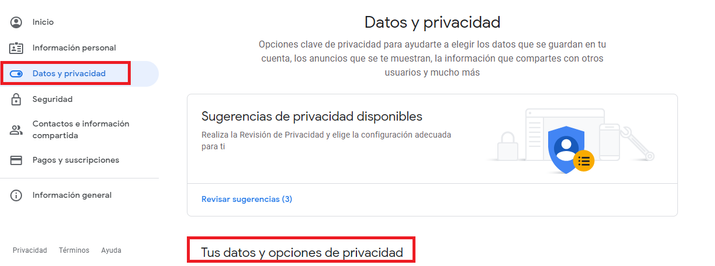 datos y privacidad google