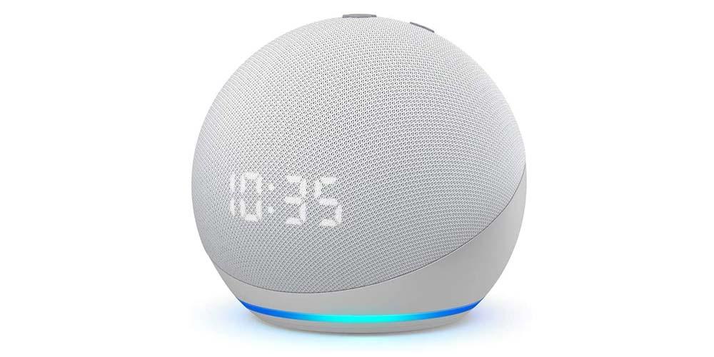 Echo Dot con reloj de color blanco